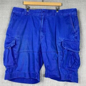 Vtg Polo Ralph Lauren Cargo Shorts Mens 46B Cobalt Blue Cotton Preppy‎ Heritage